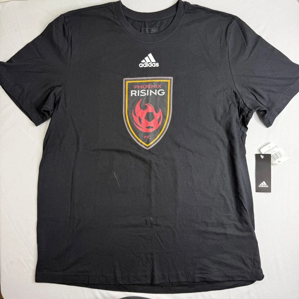 Adidas Phoenix Rising FC Mens XL Black Graphic T-Shirt Soccer Fan Tee New Tag